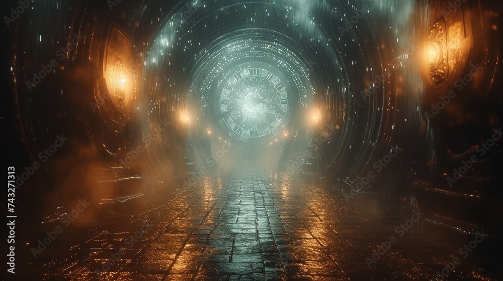Fototapeta premium A time travel concept illustration or stopping time. 