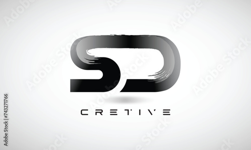 Letter SD logo logotype icon concept with brush style, and joining letter logo design vector