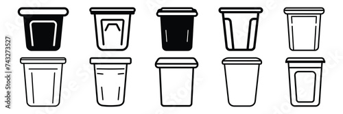 Garbage trashcan silhouettes set, large pack of vector silhouette design, isolated white background