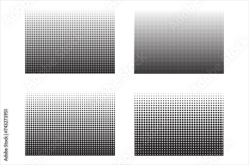 Black halftone design elements and halftone dot pattern