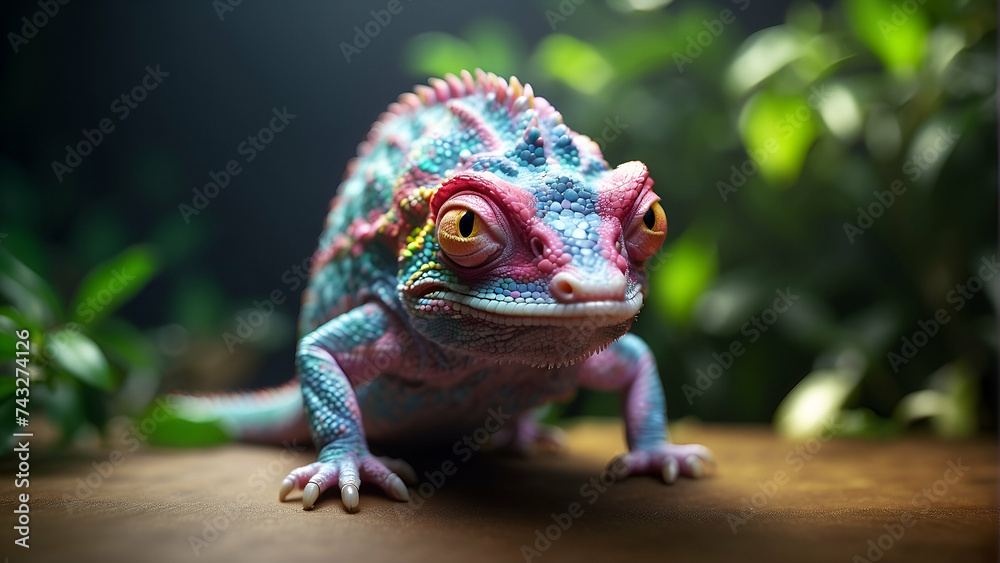 A cute Kawaii tiny hyper realistic chameleon with a plain background. A cute Kawaii tiny hyper realistic chameleon with a plain background.
