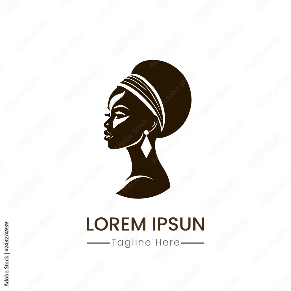 african woman logo design icon template