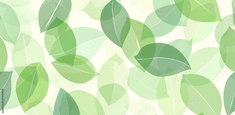 Light and airy leaf pattern with soft green tones on a clean white background, embodying a refreshing and tranquil vibe.