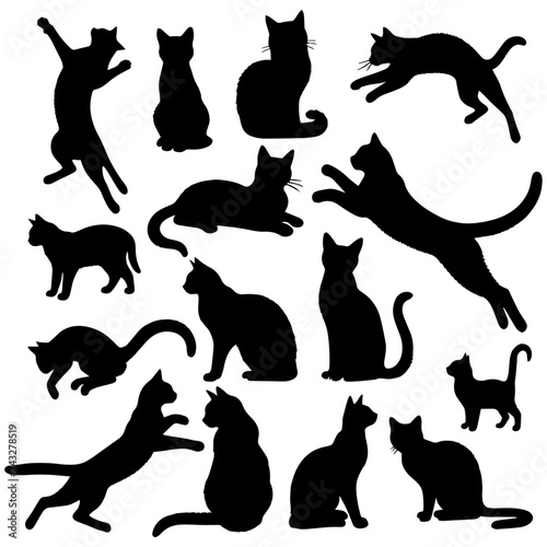 Vector illustration. Silhouette of cats set. photo