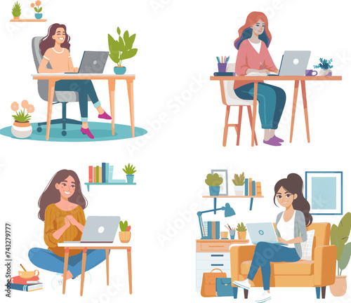 Work From Home Bliss, Empowering Modern Productivity, flat vector