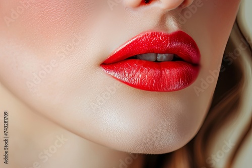 Closeup Shot of Woman with Red Lipstick