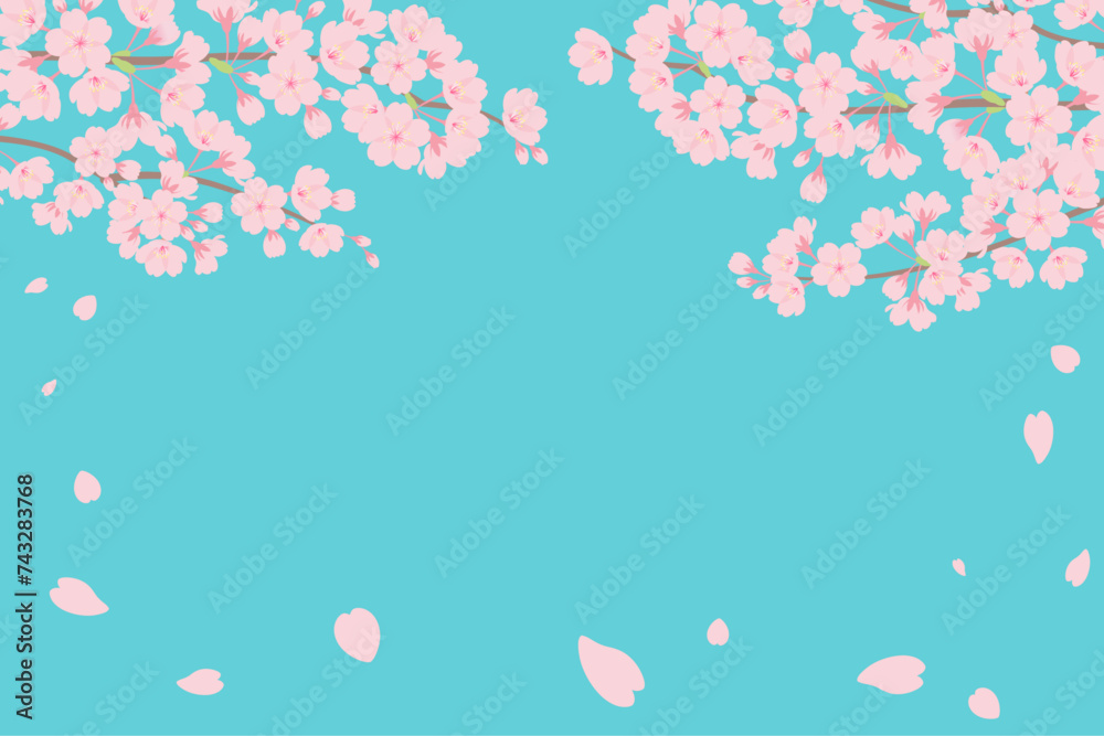 桜と空のフレーム背景_ベクターイラスト 桜と空のフレーム背景_ベクターイラスト
