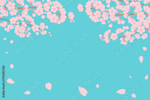 桜と空のフレーム背景_ベクターイラスト