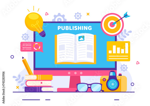 Digital Publishing Content Blog Marketing Writing Vector Illustration for Social Media or Webpage Organization in Flat Cartoon Background Design