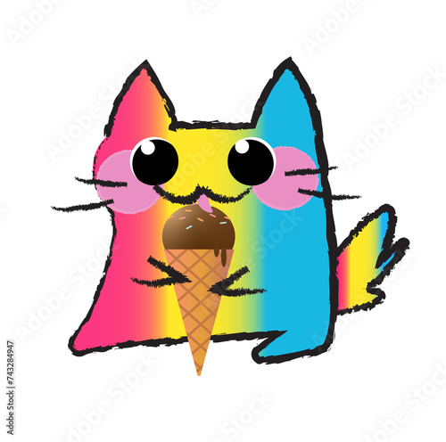 Pansexual : Kitten Enjoying an Ice Cream