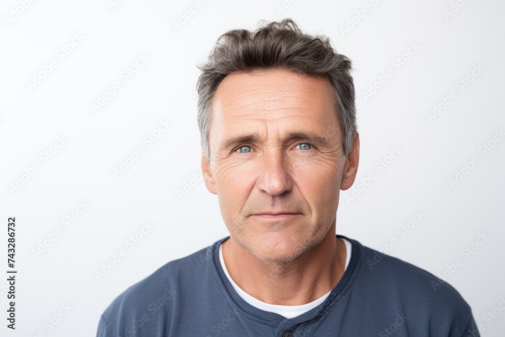 Portrait of mature man looking at camera with serious expression, isolated on white background Portrait of mature man looking at camera with serious expression, isolated on white background