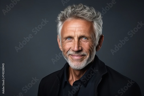 Portrait of a handsome senior man with grey hair and beard.