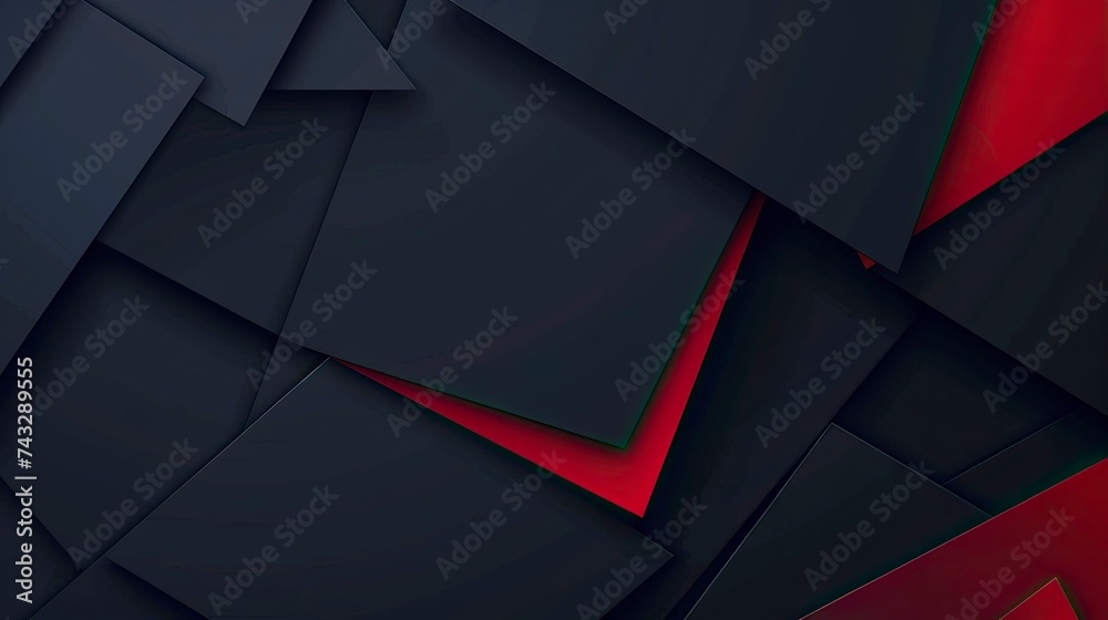 Modern black red abstract background. Minimal. Color gradient. Dark. Web banner. Geometric shape. 3d effect. Lines stripes triangles. Design. Futuristic. Cut paper or metal effect - generative ai - obrazy, fototapety, plakaty 