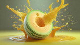 Abstrakcyjny melon, eksplozja soku. abstrakcje z owocami