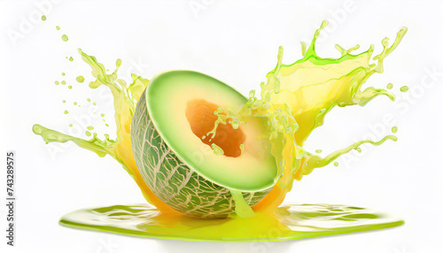 Abstrakcyjny melon, eksplozja soku. abstrakcje z owocami