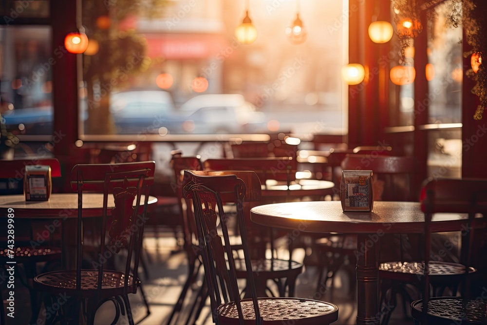 Tables and chairs of a street cafe in city Tables and chairs of a street cafe in city