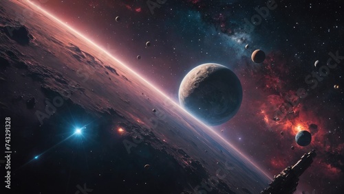 Surreal Alien World with Moons and Nebulas  Sci-Fi Fantasy Landscape  Generative AI