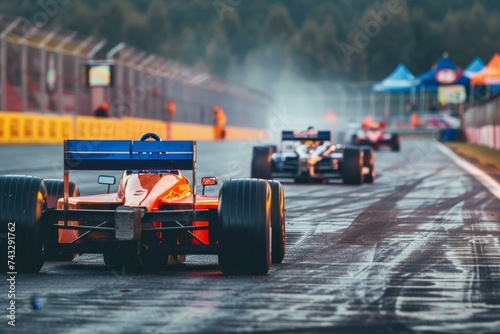 A sleek sports prototype speeds around the race track, its tires gripping the ground as it competes in the high-octane world of auto racing © Sasa