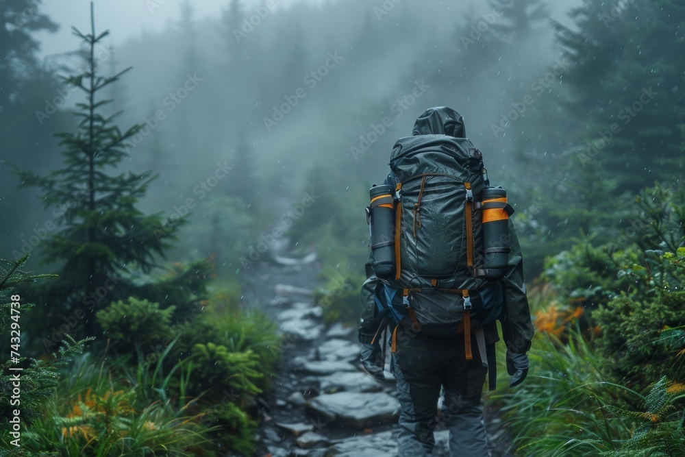 hiking in the forest