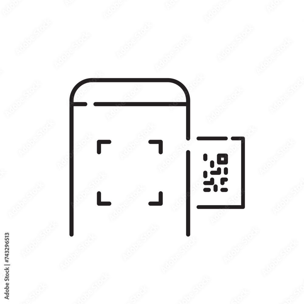 Scanning qr code with smartphone. Contactless access. Pixel perfect, editable stroke icon Scanning qr code with smartphone. Contactless access. Pixel perfect, editable stroke icon