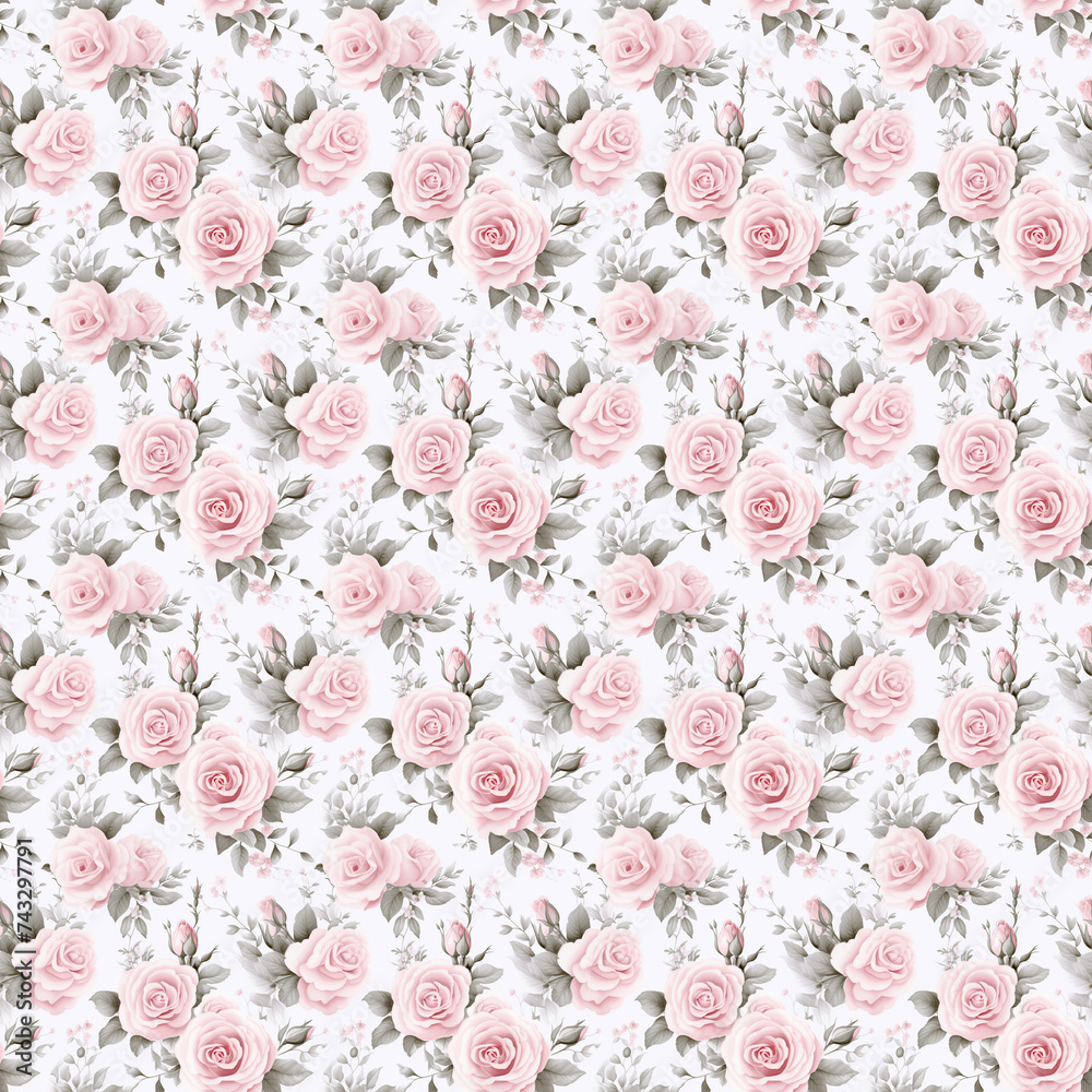 Pink rose flowers on a smooth surface. a seamless floral pattern for digital and physical products