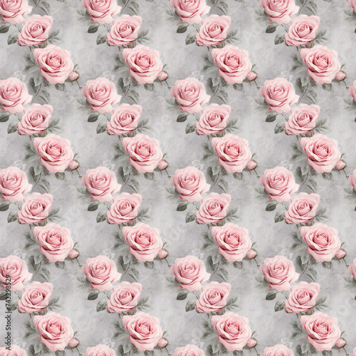 Pink roses on a soft surface. a seamless floral design for digital and physical products