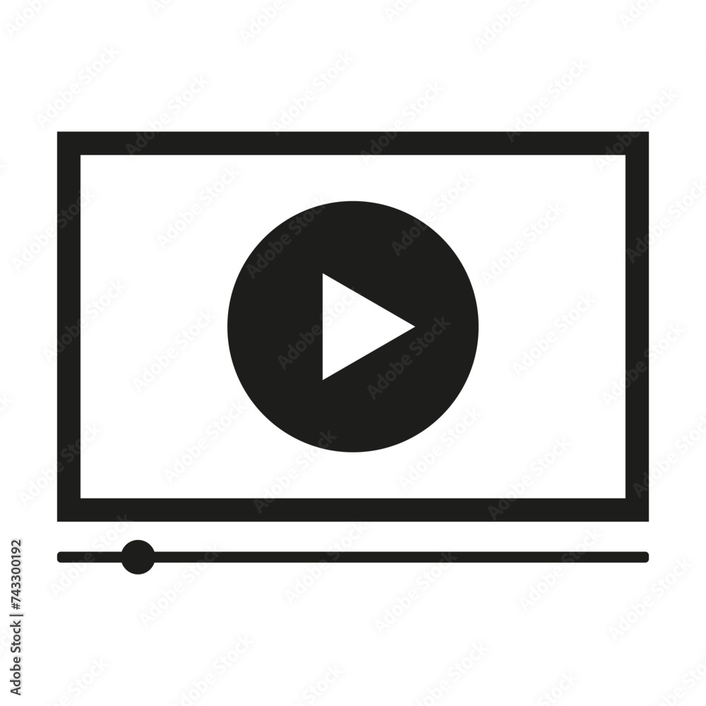 Monochrome multimedia player symbol on plain.