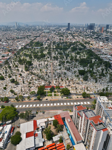 Canvastavla Above the Rest: Vertical Glimpse of Mezquitan Cemetery, Guadalajara Mexico