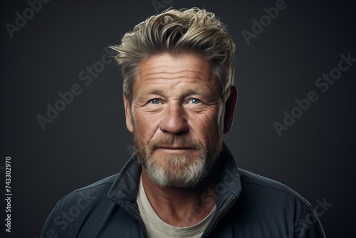 Portrait of a handsome middle-aged man over dark background. © Chacmool