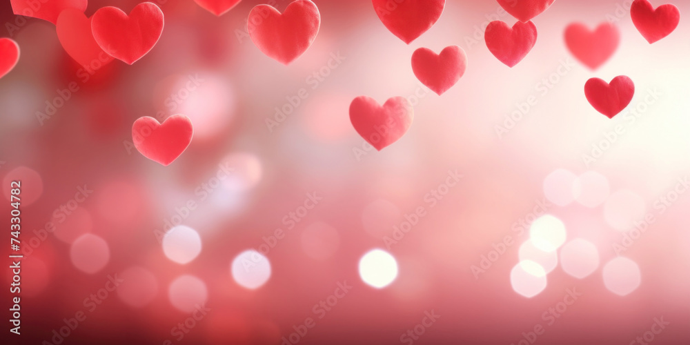 Abstract of Valentines day background banner with red hearts - concept Valentine's Day.