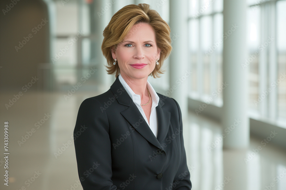 Director of a large corporation, older business woman with experience and short hair Director of a large corporation, older business woman with experience and short hair