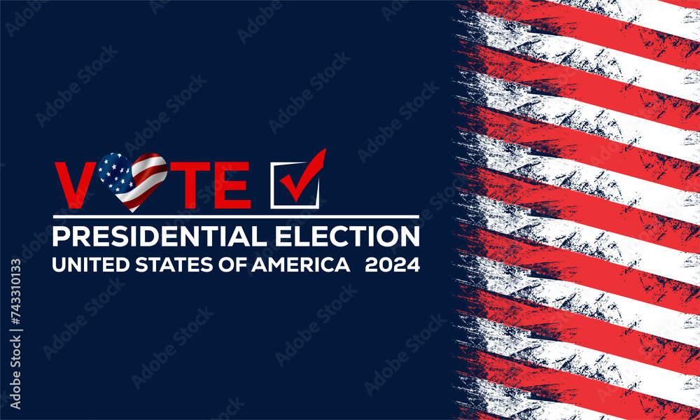 ภาพประกอบสต็อก USA 2024 Presidential Elections Event Banner, background