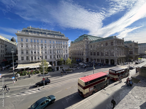 Hotel Sacher and Vienna Opera House at Albertina Platz, 2023. photo