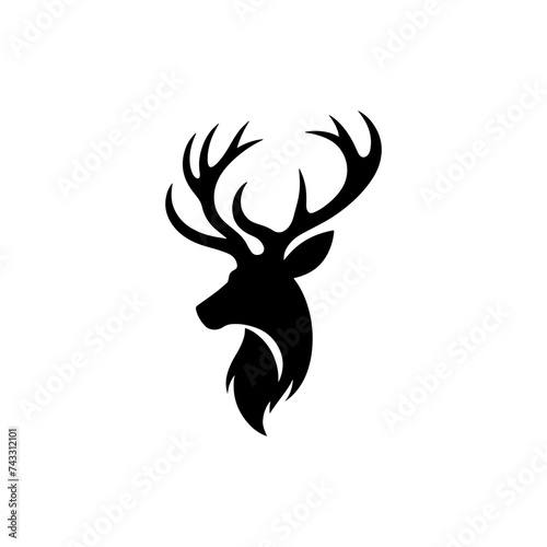 Simple Deer Logo Silhouette Black Flat Vector On white background