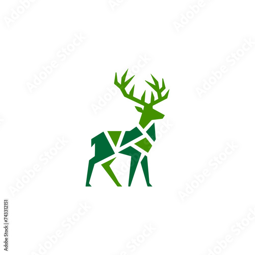 Simple Deer Logo Silhouette Black Flat Vector On white background