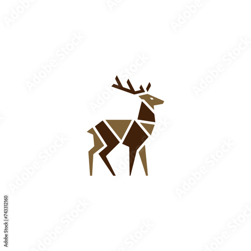 Simple Deer Logo Silhouette Black Flat Vector On white background