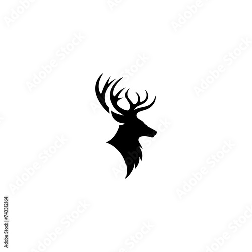 Simple Deer Logo Silhouette Black Flat Vector On white background
