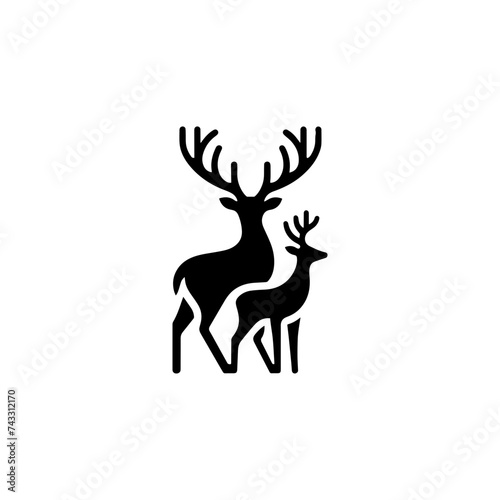 Simple Deer Logo Silhouette Black Flat Vector On white background