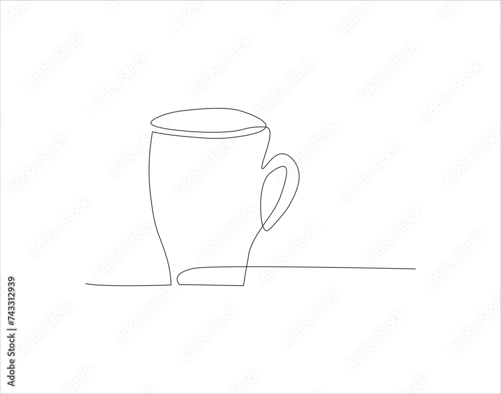 Continuous Line Drawing Of Cup Of Coffee. One Line Of Coffee. A Cup Of Coffee Continuous Line Art. Editable Outline. Continuous Line Drawing Of Cup Of Coffee. One Line Of Coffee. A Cup Of Coffee Continuous Line Art. Editable Outline.
