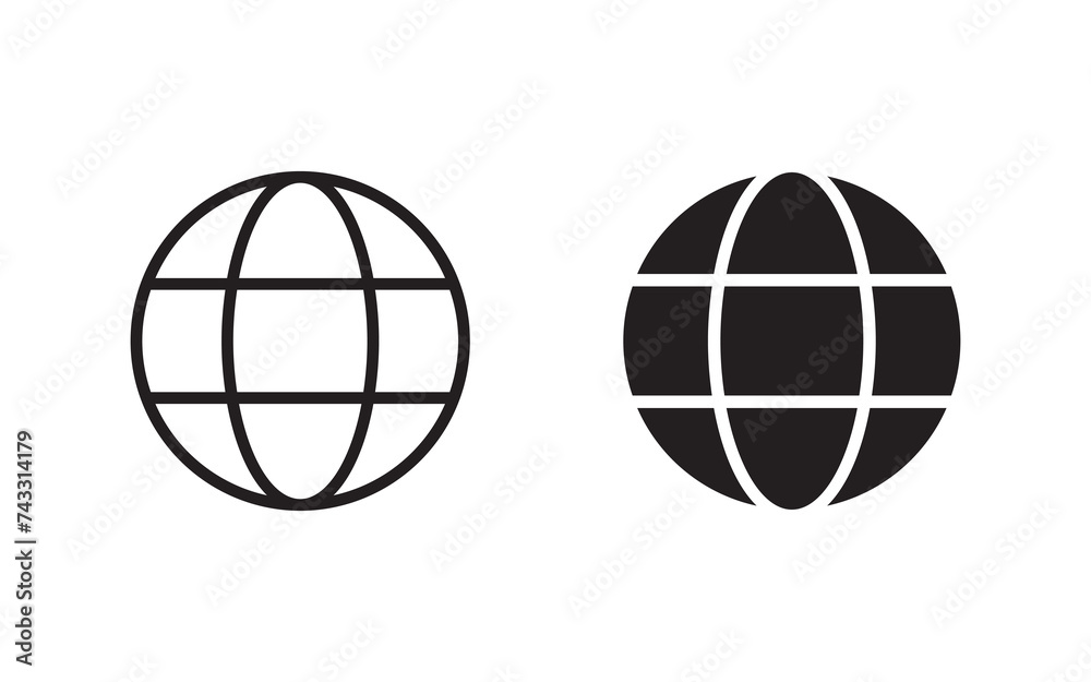 Globe icon, web icon vector illustration for web, ui, and mobile apps Globe icon, web icon vector illustration for web, ui, and mobile apps