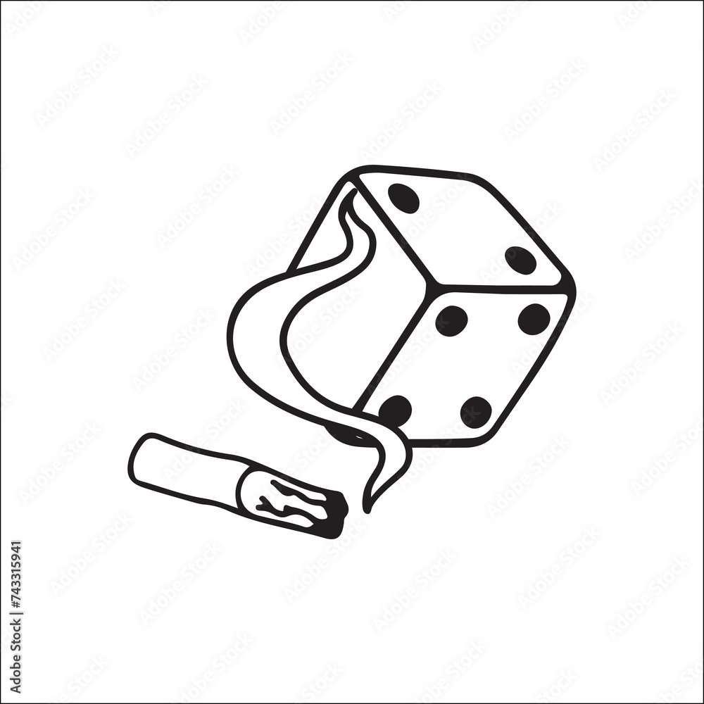 vector illustration of dice and cigarettes