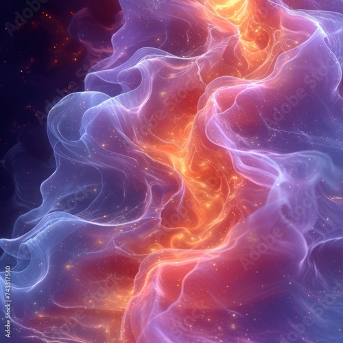 The art work of flames fluctuates in waves with dramatic colorful lines, fantastic effect elements resembling a rainbow, the concept of business, creativity, positive energy, motivation. Generative AI