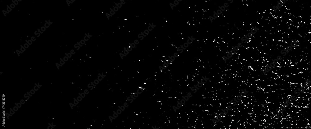 Vector snow, stars, twinkling lights, rain drops on black background.