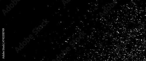 Vector snow, stars, twinkling lights, rain drops on black background.