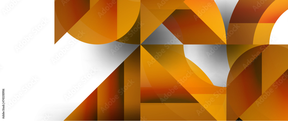 Geometric fusion - abstract harmony of triangles and circles in minimalist background design. Shapes and lines design for wallpaper, banner, background, landing page, wall art, invitation, prints Geometric fusion - abstract harmony of triangles and circles in minimalist background design. Shapes and lines design for wallpaper, banner, background, landing page, wall art, invitation, prints