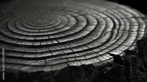 Closeup of a trees growth rings showcasing the intricate pattern of natural wood fibers.