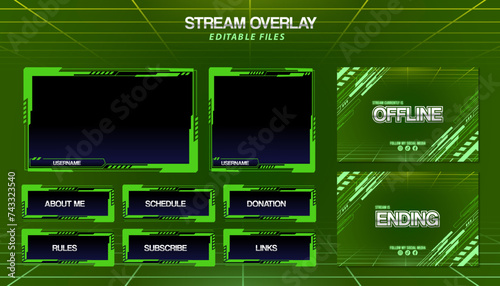 vector green gaming overlay for streaming