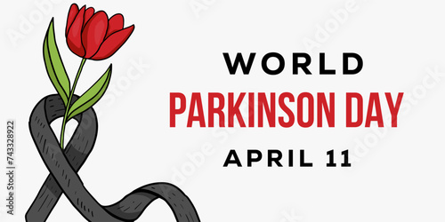 hand drawn world Parkinson day horizontal banner illustration