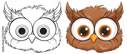 Wallpaper Mural Vector illustration of an owl, colored and line art. Torontodigital.ca