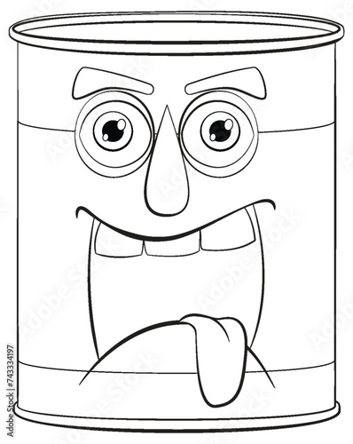 Vector illustration of a smiling tin can character